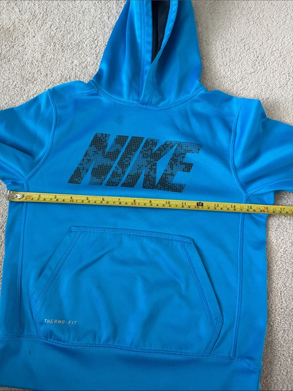 Nike Boys Youth Small Therma-FIT Blue Pullover Hoodie Graphic Logo